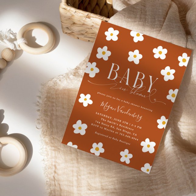 Bébé En Fleur Douche Blancs Daisies Invitation (Créateur téléchargé)