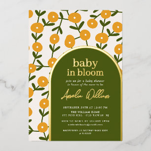 Bébé En Fleur Douche Invitation Foil Invitation