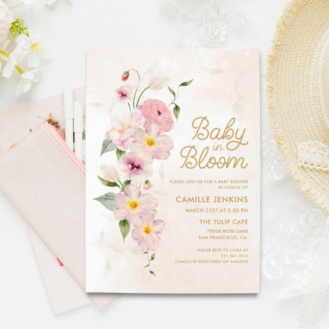 Bébé en fleur été Baby shower floral Invitation (Créateur téléchargé)
