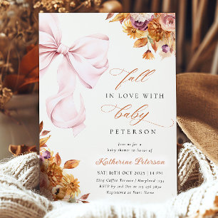 Bébé En Fleur FALL Pink Bow Baby shower Invitation