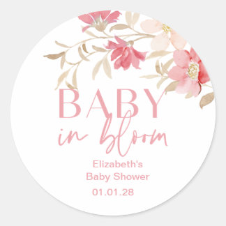 Bébé en Fleur fille autocollants baby shower 