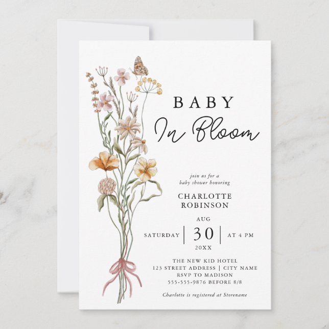 Bébé En Fleur Floral Spring Baby shower Invitation (Devant)