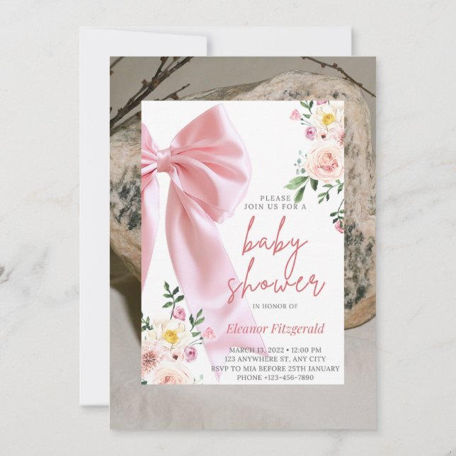 Bébé En Fleur Invitation, Invitation Baby shower (Dos)