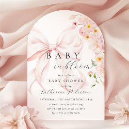 Bébé En Fleur Pink Bow Baby shower Invitation