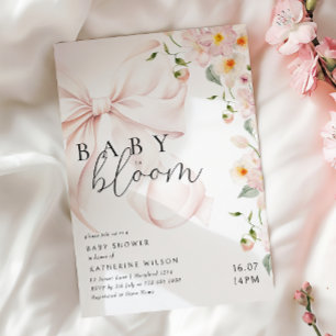 Bébé En Fleur Soft Rose Bow Baby shower Invitation