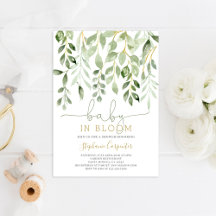 Bébé en Fleur vert invitation garçon