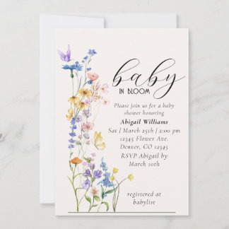 Bébé en fleurs baby shower invitation