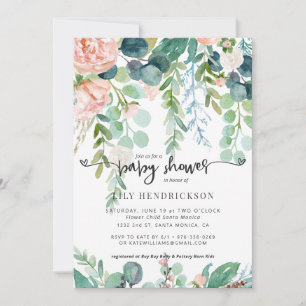 Bébé en fleurs Invitation au Baby shower floral