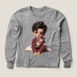 Bébé en pyjama À damiers avec un chaton par Natash