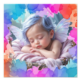 Bébé endormi photo à l'aquarelle aux pastels doux