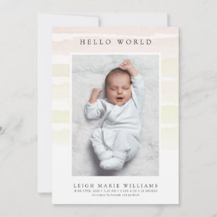 BÉBÉ FAIRE-PART DE NAISSANCE Hello Watercolor