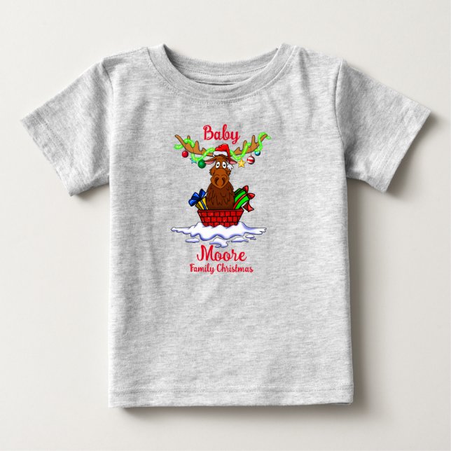 Bébé Famille Noël Amusant T-shirt de Noël (Devant)