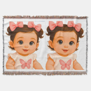 bébé fille adorable avec couverture à noeuds roses