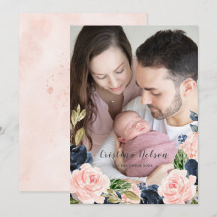 Bébé Fille Blush rose nouveau-né Faire-part de nai