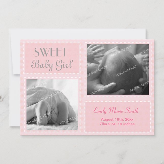 Bébé fille Faire-part (Devant)