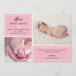 Bébé fille Faire-part de naissance multi photo