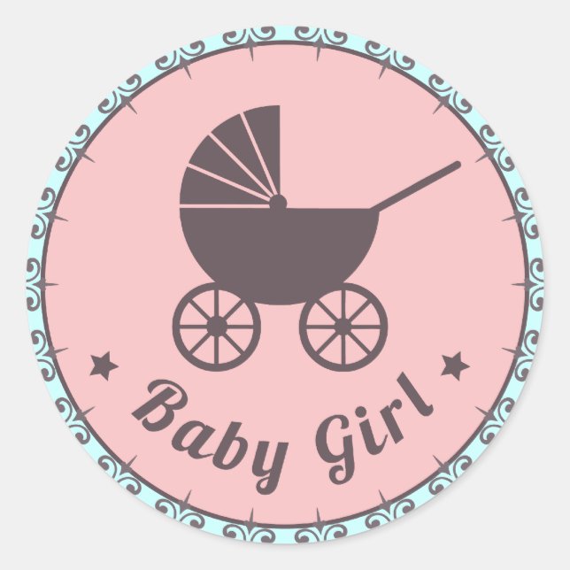 Bébé Fille Nouveau Né Sticker rose Brown et bleu (Devant)