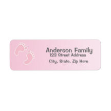 Bébé Fille Pied Imprimer Étiquette de adresse rose