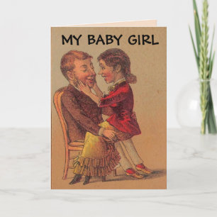 BÉBÉ FILLE ROMANTIQUE RETRO CARTES D'ANNIVERSAIRE