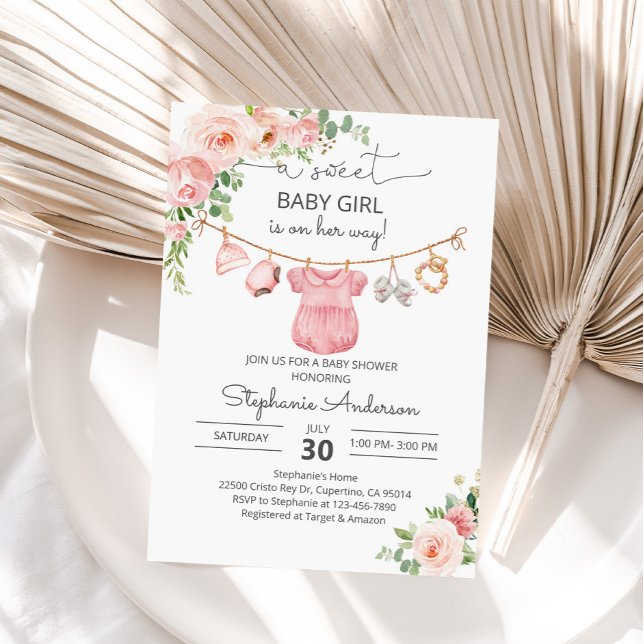 Bébé fille vêtements baby shower Invitation (Créateur téléchargé)
