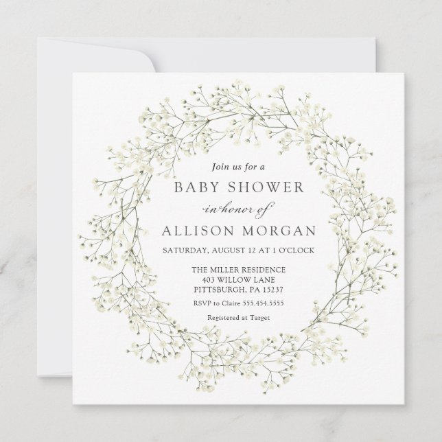 Bébé Fleurs respirantes Baby shower Invitation (Devant)