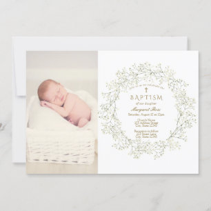 Bébé Fleurs respirantes Baptême Photo Invitation