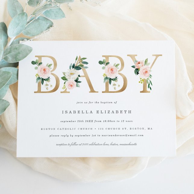 Bébé Floral Baptême Invitation (Créateur téléchargé)
