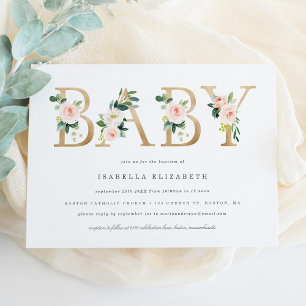 Bébé Floral Baptême Invitation
