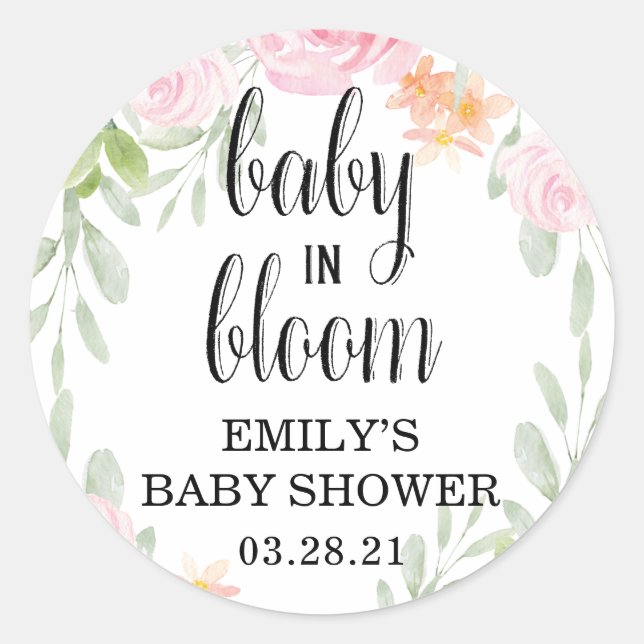 Bébé floral en Stickers en fleurs, Baby shower Fav (Devant)