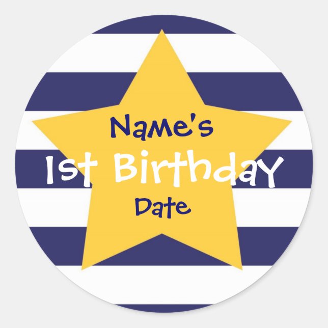 Bébé Garçon 1er Anniversaire Sticker (Devant)
