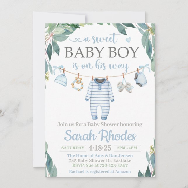 Bébé Garçon Baby shower Invitation (Devant)