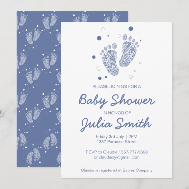 Bébé garçon douche invitation (Devant / Derrière)