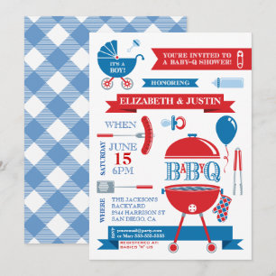 Bébé garçon - Invitation à une baby shower BBQ mod