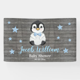 Bébé Garçon Penguin Bannière Signaler Arrière-plan