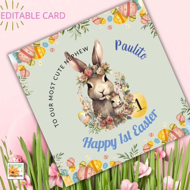 BÉBÉ GARÇON Première carte de Pâques, 1er lapin de (Créateur téléchargé)