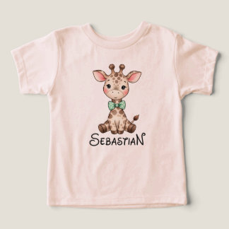 Bébé girafe mignon avec nœud papillon personnalisé