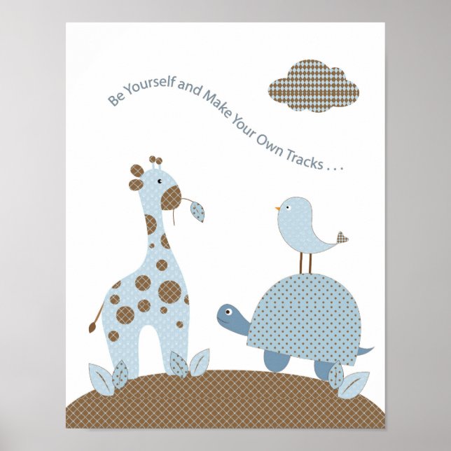 Bébé girafe tortue garçon décoration de nursery -  (Devant)