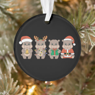 Bébé Hippopotame Moo Deng Noël