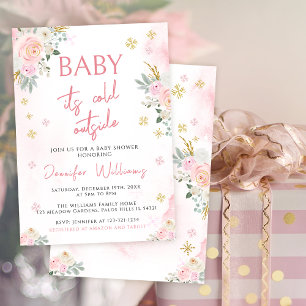 Bébé il fait froid à l'extérieur rose invitation b