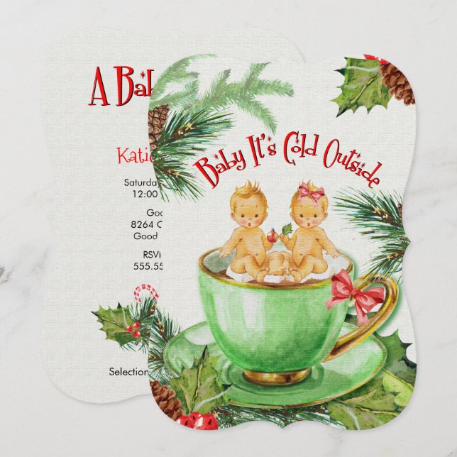 Bébé Il fait froid dehors | Invitation Baby shower (Devant / Derrière)