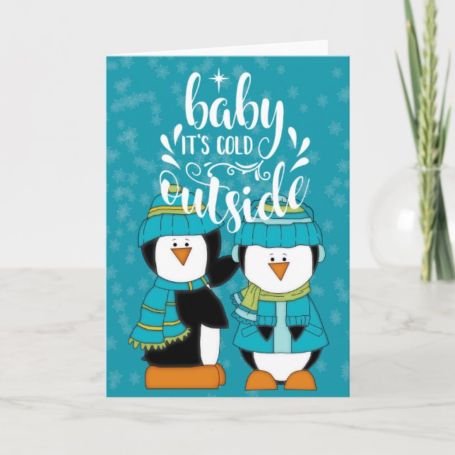 Bébé il fait froid dehors Manchots Carte Bleue (Devant)