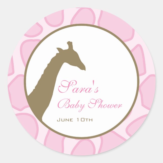 Bébé Invitation ou Favoriser Sticker - Rose (Devant)