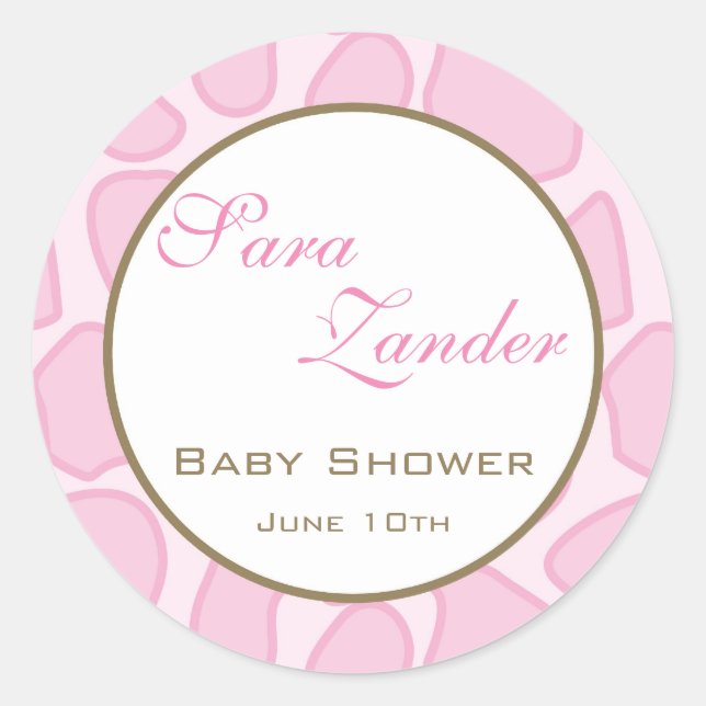 Bébé Invitation ou Favoriser Sticker - Rose (Devant)