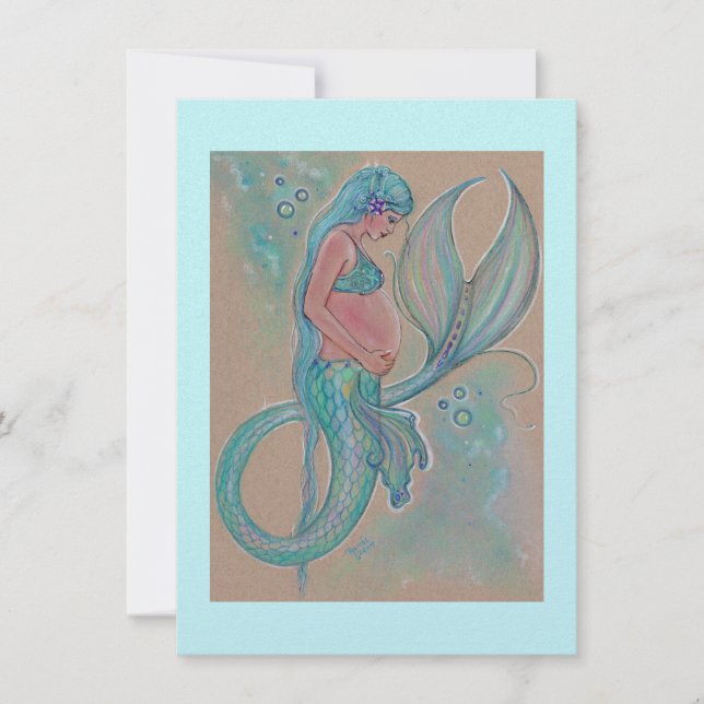 Bébé invitations douche sirène bleue par Renee (Devant)