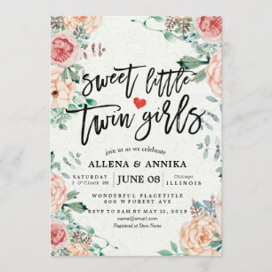 Bébé Invitations Douche Sweet Little Twin Girls