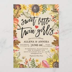 Bébé Invitations Douche Sweet Little Twin Girls