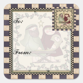 Bébé Jésus cadeau de Noël Sticker étiquette
