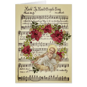Bébé Jésus dans la musique de feuille florale d