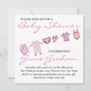 Bébé Jeune fille Douche invitation Vêtements en li