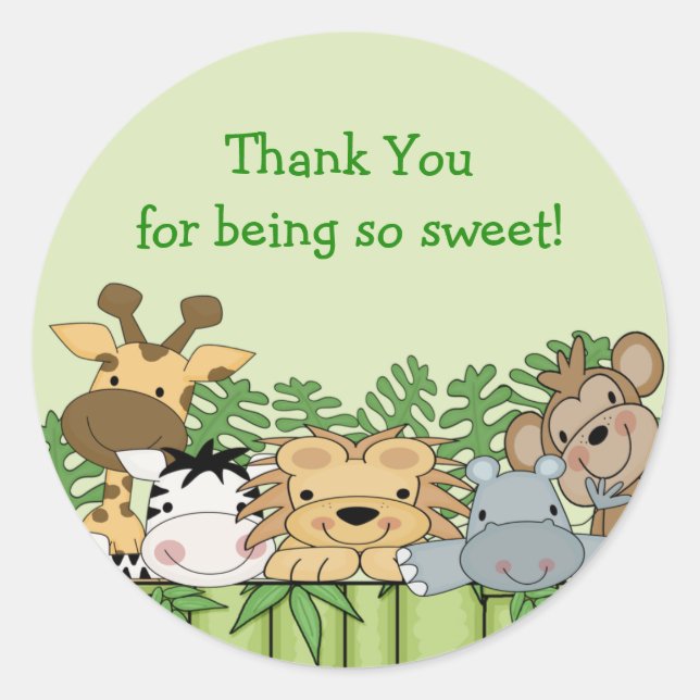 Bébé Jungle Merci Safari Sticker Baby shower (Devant)